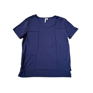Live Well Lifestyle Navy Blue Ribbed Patchwork Raw Seam Top‎ L Boho
Minimalist